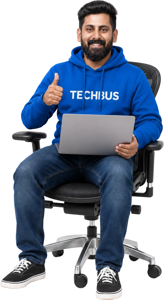 A Techbus specialist working on the Medbus clinic platform